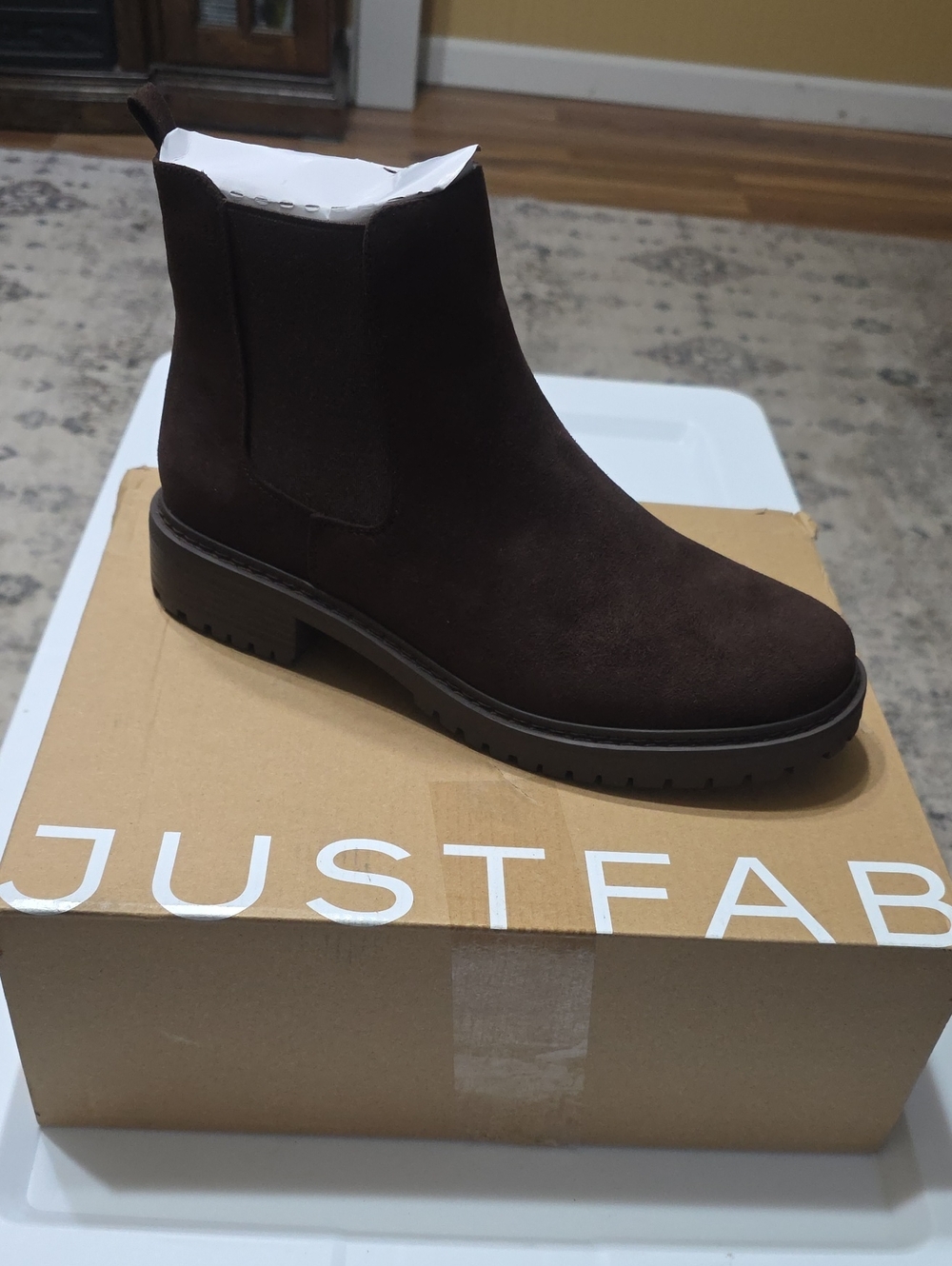 JustFab Dark Brown Suede Chelsea Ankle Boot